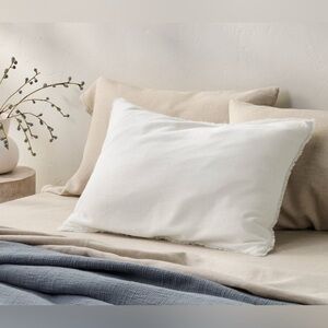 NEW Casaluna Heavyweight King Size Linen Cotton White Zippered Sham Set Pillow